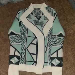 Grey and turquoise cardigan